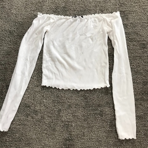 White Cropped Long Sleeve Top - Picture 1 of 1